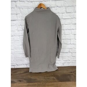 Garnet Hill Organic Cotton Gray Ribbed Mock Neck Long Sleeve Dress Sz M Classic